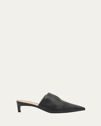 Tod's 40mm Nappa Leather Kitten-Heel Mules