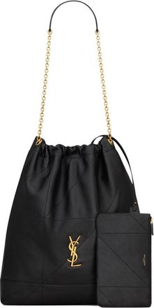 Saint Laurent Womens Pochon Jamie Large Black Lambskin Shoulder Bags