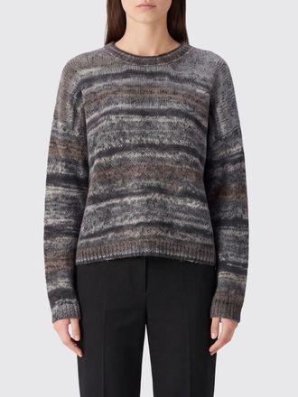 Roberto Collina Maglia girocollo a righe in lana di alpaca con spalle cadute