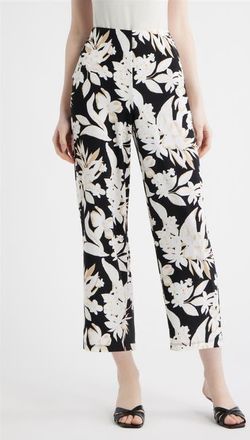 Anne Klein Print Crop Wide Leg Pants in Anne Black Multi at Nordstrom, Size X-Small P