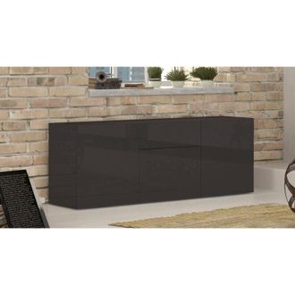 Dmora Credenza moderna a 3 ante e 1 cassetto, Made in Italy, Madia da cucina, Buffet di design da soggiorno, con piedini, cm 170x40h35, colore Antracite