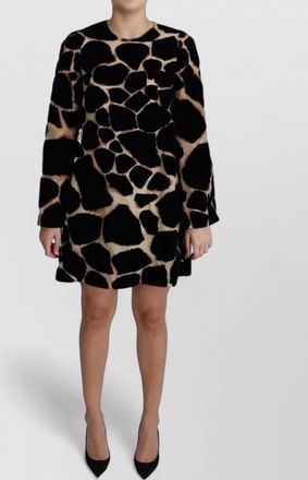 Dolce & Gabbana silk giraffe-print long-sleeve mini dress