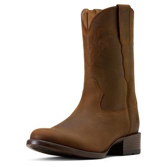 Ariat Mens Sonoro Roper Toe Western Boots in Distressed Brown, D Medium Width, Size 10.5, by Ariat