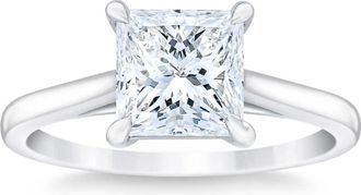 Pompeii3 Certified 2 1/2Ct Princess Cut Diamond Engagement Ring 14k White Gold Lab Grown