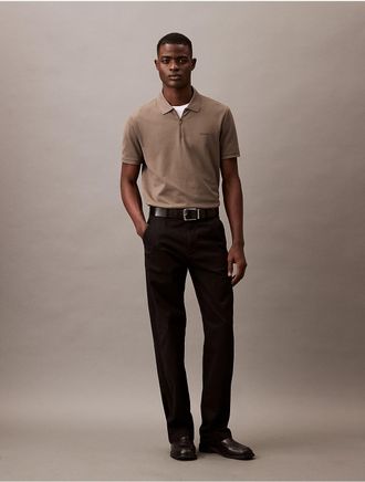 Calvin Klein Mens Tech Pique Zip Polo Shirt - Grey - XS