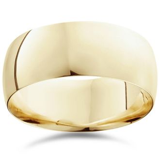 Pompeii3 9mm Dome High Polished Wedding Band 14K Yellow Gold Size Selectable