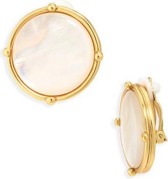 Karine Sultan Mocha Stone Clip-On Earrings in Gold at Nordstrom
