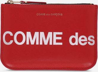 Comme Des Garçons Huge Logo Zip Pouch Red