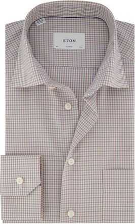 Eton classic fit overhemd beige patroon