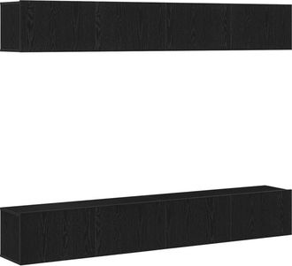 vidaXL Vidaxl - 4-Piece tv Cabinet Set - Wall-Mounted Black Oak Engineered Wood