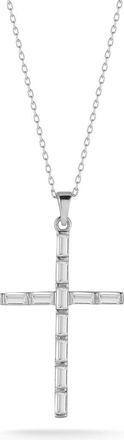 Glaze Jewelry Cubic Zirconia Baguette Cross Pendant Necklace in Silver at Nordstrom Rack