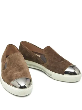 Miu Miu metal-cap slip-on sneakers - Brown