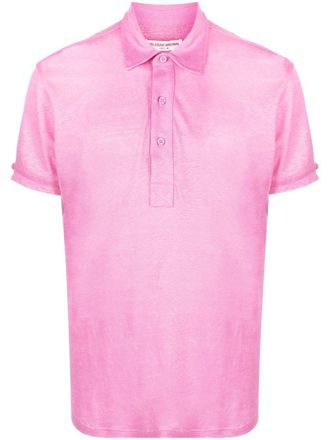 Orlebar Brown Polo in lino con bottoni - Rosa