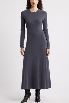 Nordstrom Long Sleeve Wool & Cashmere Rib Maxi Dress in Grey Agate at Nordstrom Rack, Size Xx-Small
