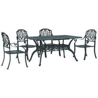 vidaXL vidaXL Set da Pranzo da Giardino 5 pz Verde in Alluminio Pressofuso