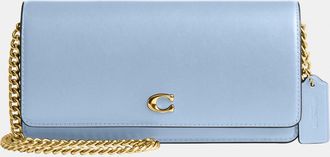 Coach Womens Evie Long Wallet With Chain - Blue Leather - One Size