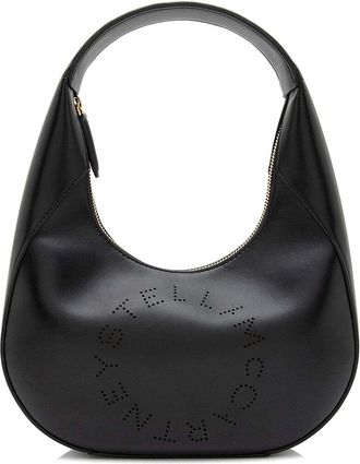 Stella McCartney Stella Mccartney Black Eco Alter Nappa Perforated Logo Small Hobo (Authentic Pre-Loved)