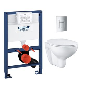 GROHE Pack Bastidor Rapid Sl + Taza Bau Sin Brida + Asiento Softclose + Tapa Cromada (rapidsl082-bau-1)