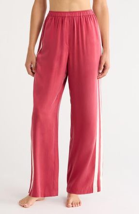 Lunya Side Stripe Washable Silk Pajama Pants in Chili Pepper/Soft Ivory at Nordstrom, Size X-Large