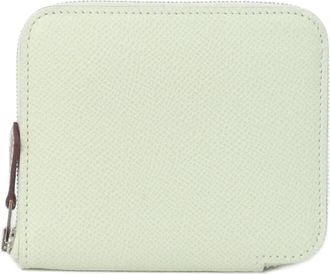 Herm&egrave;s Cassis Green Vert Epsom Leather Silk Coin Purse/Coin Case (Pre-Owned)