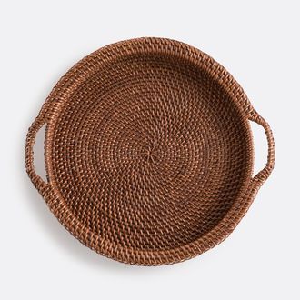 La Redoute Interieurs Rond geweven rotan dienblad, Taran