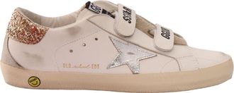 Golden Goose Sneakers Golden Goose Old School Tomaia in Pelle Laminata Stella Glitter Tacco Scamosciato Sperone Bianco/Argento/Oro Chiaro/Ghiaccio