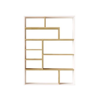 Mobili Rebecca Mobili Rebecca - Librer&iacute;a Rebecca Mobili Laung 123,5x90x22 Tablero De Part&iacute;culas Blanco Marr&oacute;n Claro Moderno
