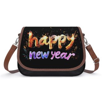 Generic Happy New Year Womens Crossbody Bag Fashion Shoulder Handbags Message Tote Bag with Adjustable Strap