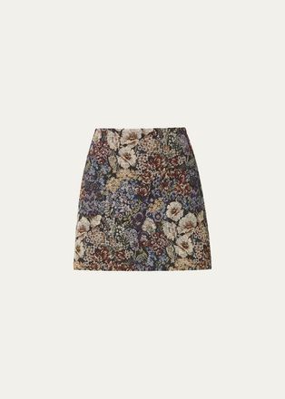 Veronica Beard Ohemia Floral Jacquard Mini Skirt