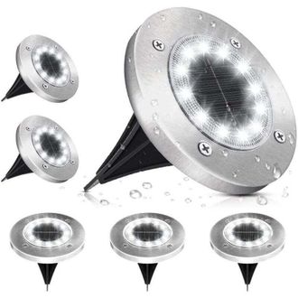 OEM Luces Solares Para Exteriores Con 12 Led, Resistentes Al Agua Ip65 - Luz Blanca Fr&iacute;a De 6000 K - Instalaci&oacute;n Inal&aacute;mbrica Para Caminos Y Patios - Paque