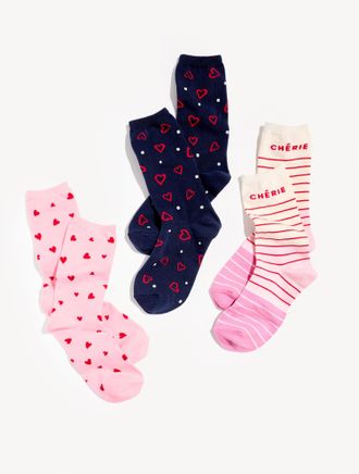 Talbots Valentine Trouser Socks 3 Pack Gift Set - Pink Dogwood - 001 Talbots