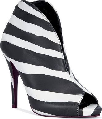 Azalea Wang Marisole Open Toe Bootie in White Black at Nordstrom, Size 7.5