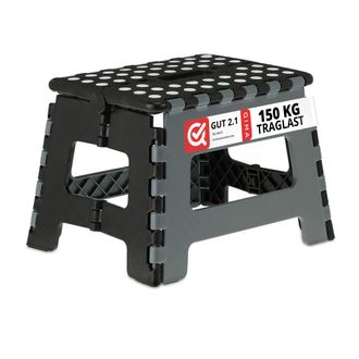 Relaxdays Taburetes Plegables Relaxdays, Set De 10, Para Acampar Y Ba&ntilde;o, Hasta 150 Kg, Pl&aacute;stico, 22 X 35 X 28 Cm, Negro/gris