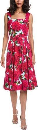 Oscar De La Renta Square Neck Dahlia Poplin Dress