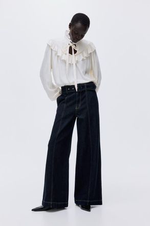 H&M Wide High Jeans in Dark Denim Blue at Nordstrom, Size 10