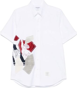 Thom Browne patchwork-detailed shirt - White