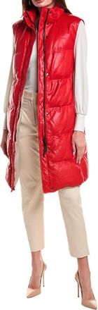 Brunello Cucinelli Poppy Leather Long Vest Coat, Brand Size 40 (US Size 6)
