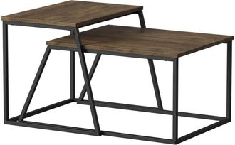 Vicco Conjunto De Mesas De Centro Myra, Roble R&uacute;stico/negro, 60 X 50 Cm 2 Partes, Vicco