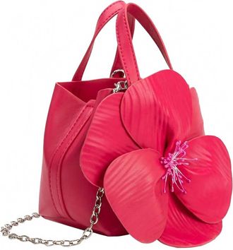Melie Bianco Womens Monroe Flower Recycled Vegan Top Handle Bag In Fuchsia