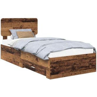 vidaXL Bed Frame with Headboard Old Wood 90 x 200 cm Engineered Wood vidaXL