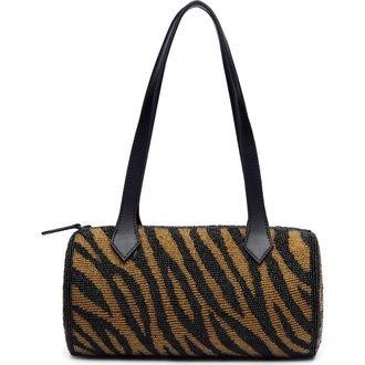 Reformation Aurora Beaded Baguette Shoulder Bag in Bronze Black Zebra Beaded at Nordstrom