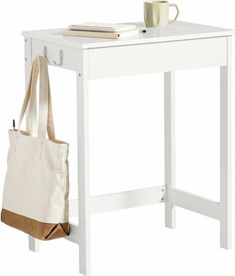 SoBuy Escritorio Con Un Caj&oacute;n Y 3 Percheros Mesa De Ordenador 60x40x77 Cm Blanco Fwt43-w Sobuy Es