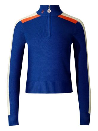 Perfect Moment stripe-detail sweater - women - Merino - S - Blue