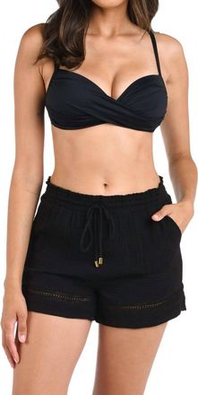 La Blanca Womens Seaside Cotton Shorts Cover-Up In Black