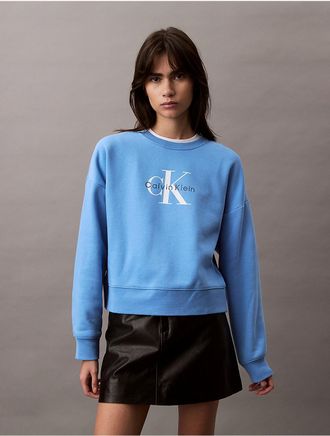 Calvin Klein Jeans Calvin Klein Womens Monologo Fleece Relaxed Sweatshirt - Blue - XS