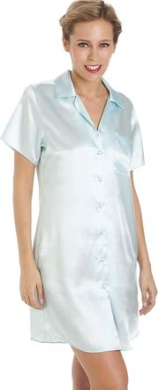 Camille Womens Luxurious Knee Length Plain Satin Nightshirts 12 MINT