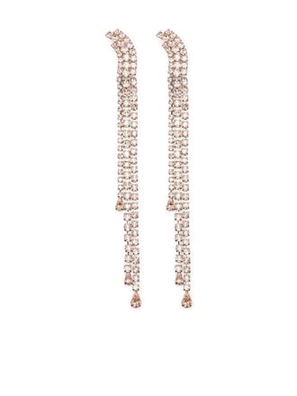 Helene Zubeldia crystal-embellished drop earring - women - Brass/Titanium/Crystal - One Size - Silver