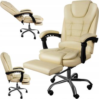 OEM Silla De Oficina Con Reposapi&eacute;s, De Piel Sint&eacute;tica - Blanca