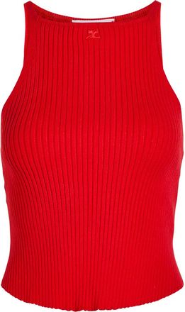 Courrèges Circled Ribbed Knit top - Red - L (UK14 / L)