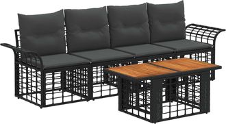 vidaXL Conjunto De Sof&aacute;s De Jard&iacute;n 5 Uds. Negro Y Gris Oscuro Vidaxl
